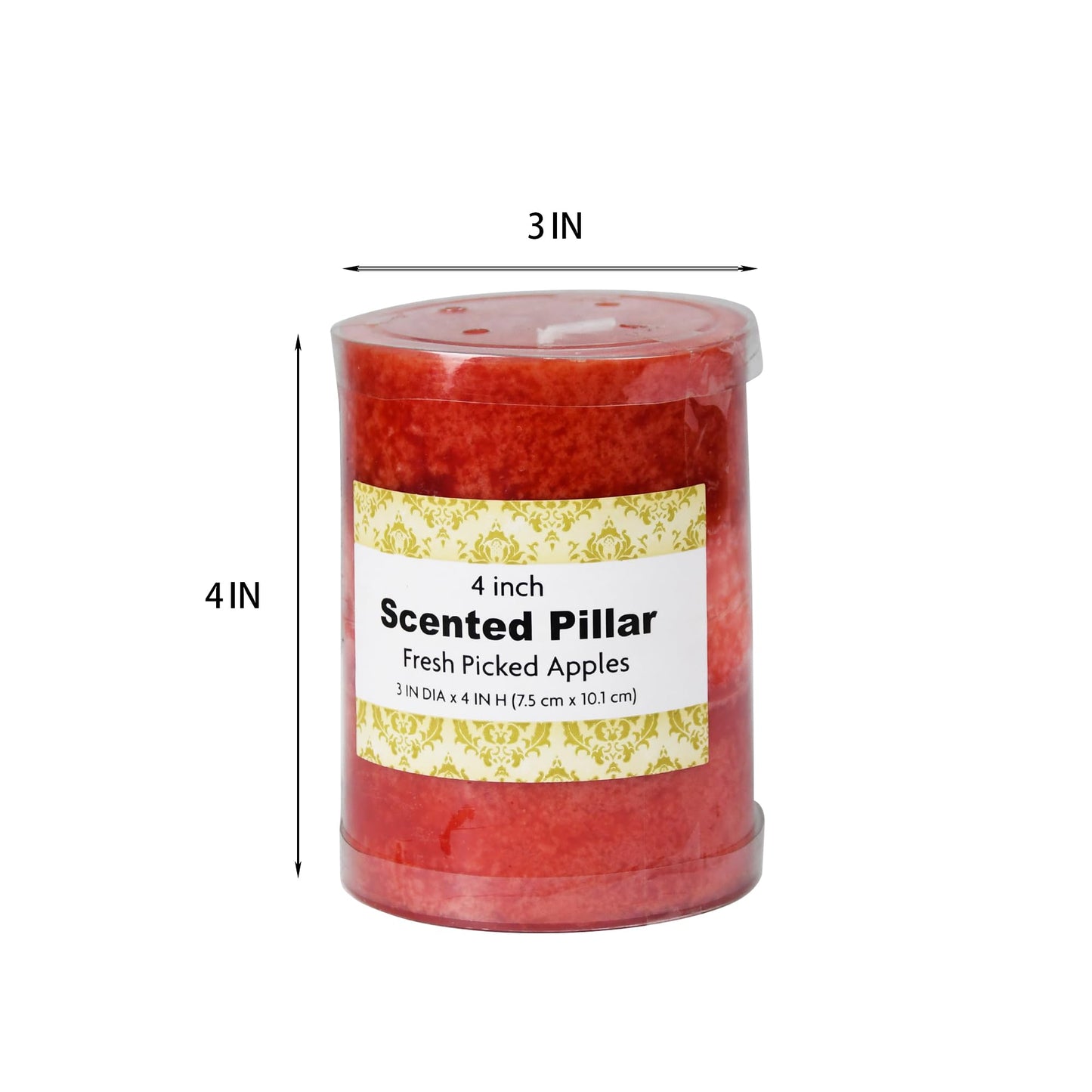 4 Inch Tritone Red Scented Pillar Candle