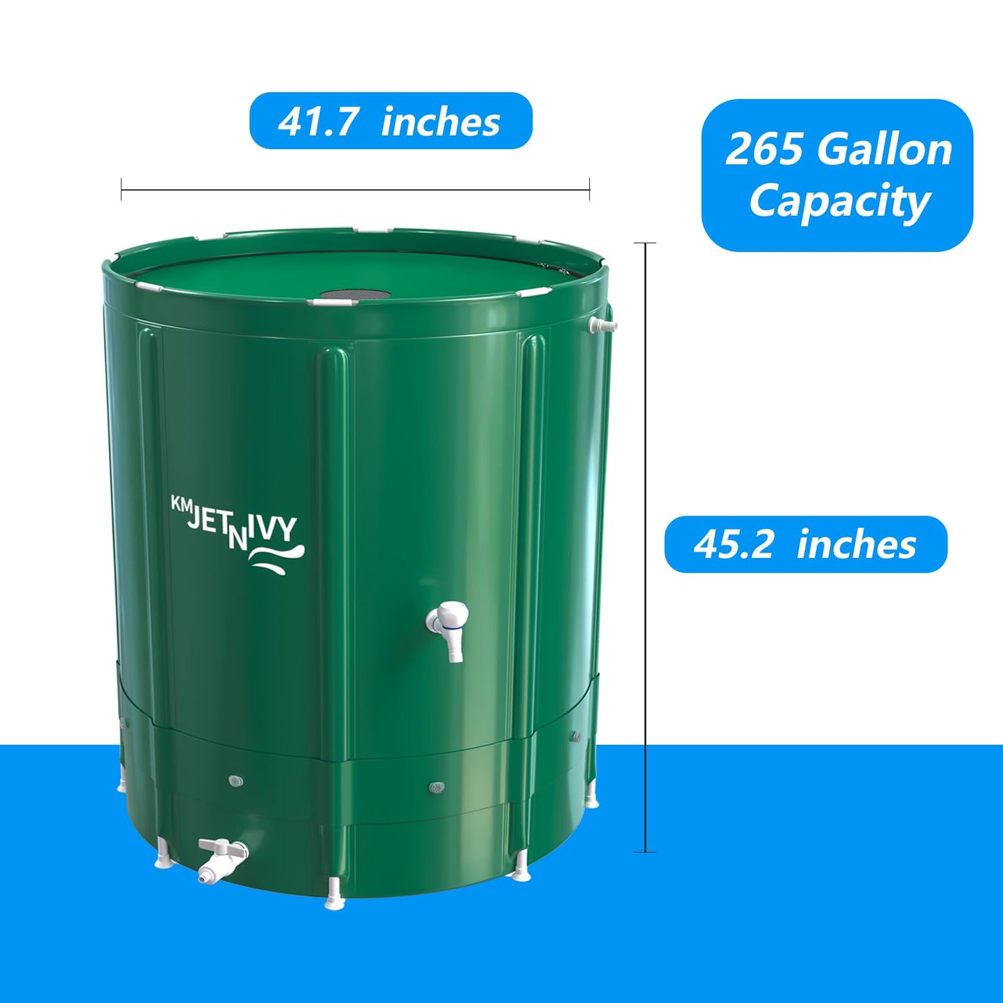 KMJETNIVY Rain Barrel Anti-Collapse Collapsible Rainwater Collection System,Portable Water Storage Tank,Garden Water Catcher(265G)