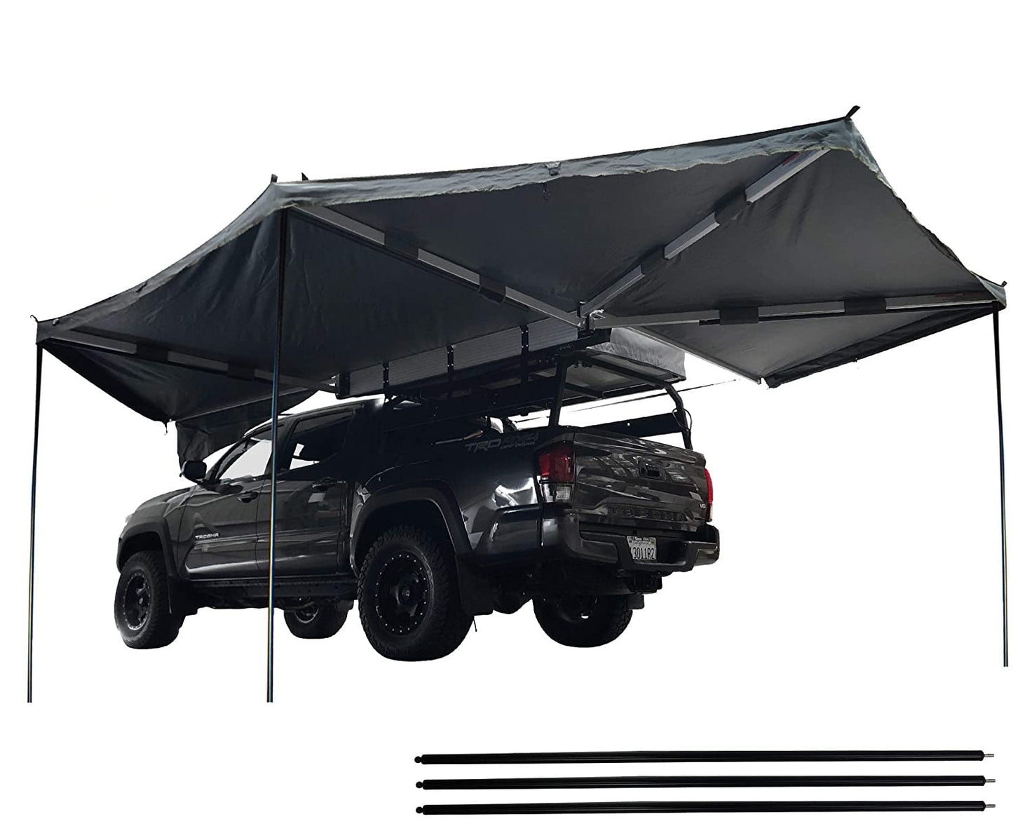 Overland Vehicle Systems 18079909 Nomadic Awning 270 Only, Dark Gray & Black Travel Cover, DriverSide, No Brackets
