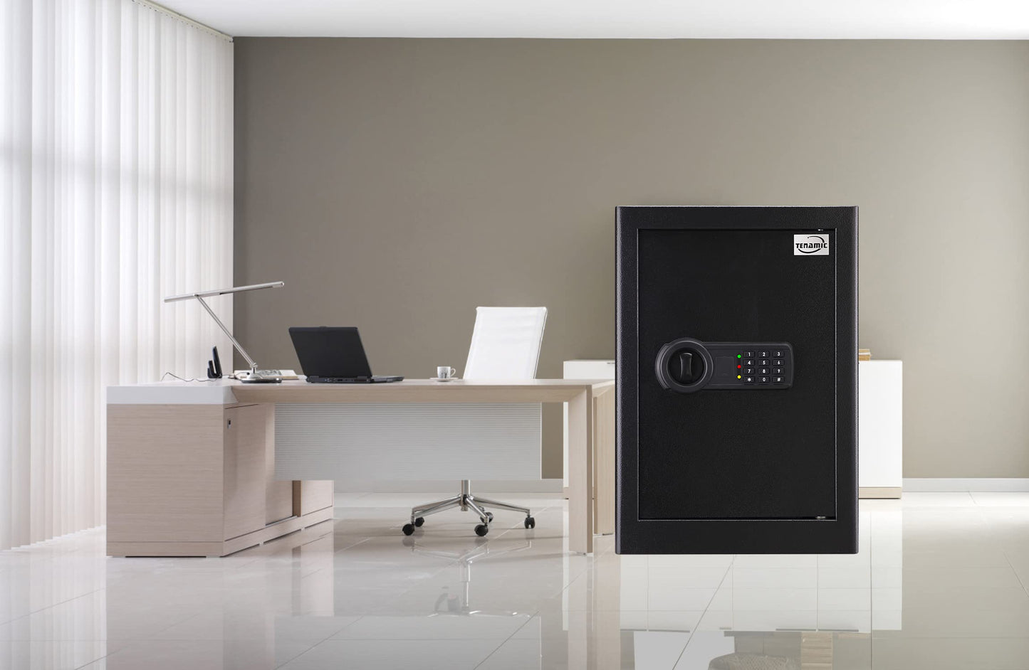 Tenamic Safe Box 2.2 Cuft Fireproof Waterproof Home Safe, Keypad Large Lock Box Cabinet Safes, Solid Alloy Steel Office Hotel Home Safe, Black