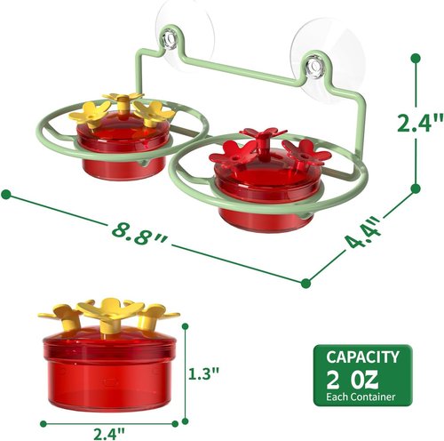 Dreamdrawer Hummingbird Feeder - Small Outdoor Feeder with Strong Suction Cup, Metal Base & 6 Ports