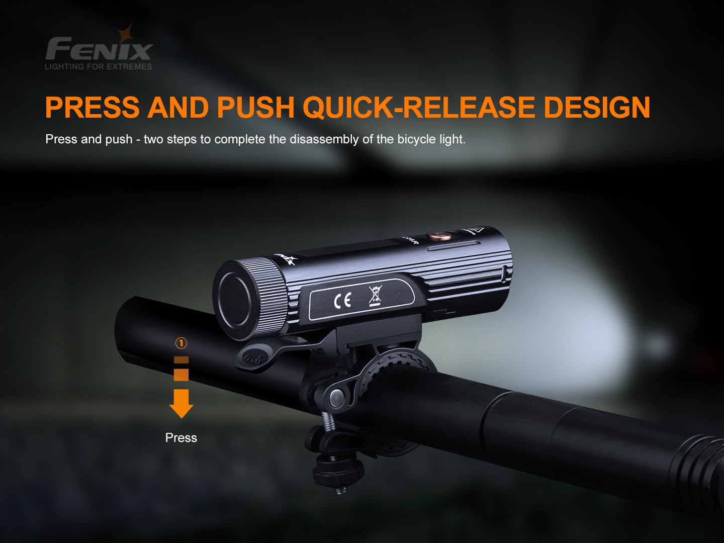 Fenix BC26R Rechargeable Bike Light, 1600 Lumens Bicycle Headlight with USB-C Charging, IP68 Waterproof, Wide Beam, Quick Release Mount for Road Cycling, Mountain Bike and Commuting