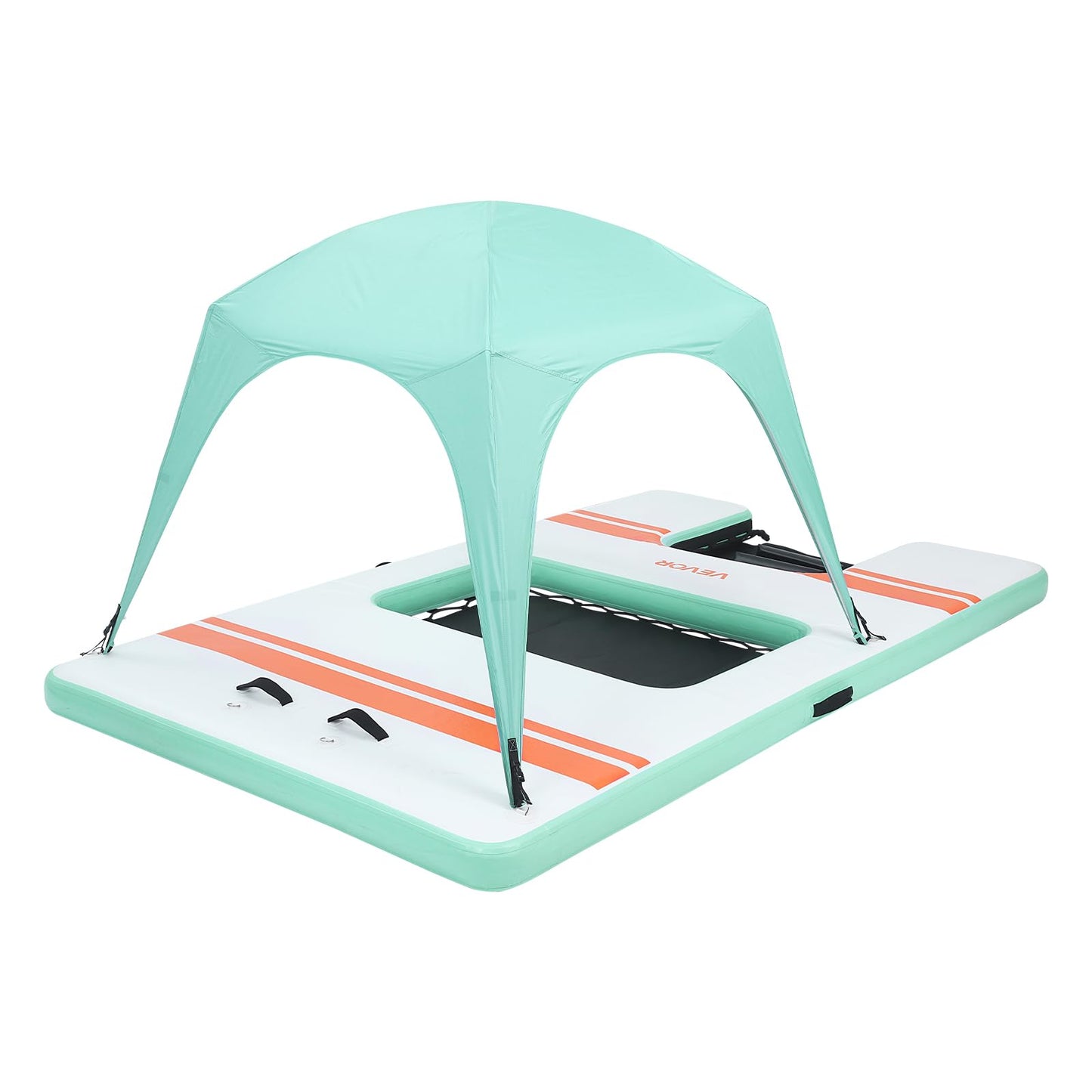 VEVOR Inflatable Floating Dock, 10 x 6 FT Inflatable Dock Platform, Non-Slip Water Air Mat with Portable Carrying Bag and Detachable Ladder, Floating Water Platform Island Raft for Pool Beach Ocean
