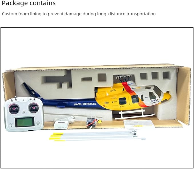 FLYWING BELL-412 470-Class RC Military Helicopter 2.4G 6CH GPS Positioning & Auto-Return 3D Flight & 4 Modes Quick Detachable Propellers RTF Version for Adults & Advanced Enthusiasts