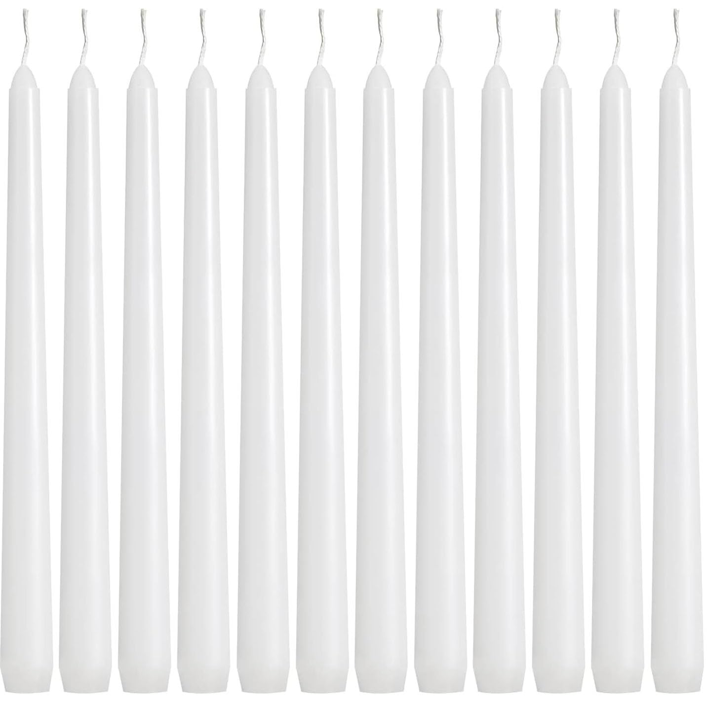 YOROXRG 36 Pack White Taper Candles, 7-8 Hours Burn Time, Unscented, Smokeless and Dripless, 0.8 x 10 Inch Dinner Candle Set for Household, Wedding, Party and Home Décor Candlesticks
