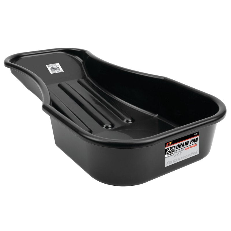 Performance Tool W4073 Heavy Duty 2.8 Quart Oil Drain Pan with Splash Guard and Tapered Spout for Lawn Equipment and Motorcycles