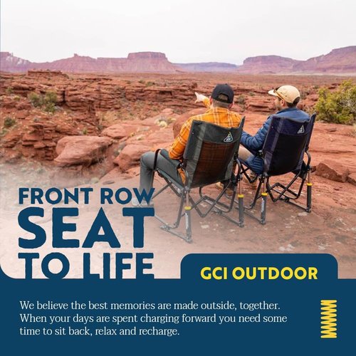 GCI Outdoor Stowaway Rocker - Comfortable Folding Chair in Varsity Red/Gray Color