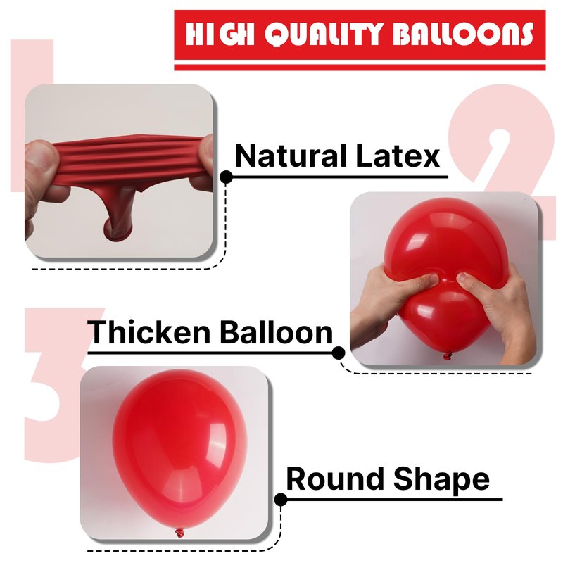 PartyWoo Red Balloons, 100 pcs Matte Balloons Different Sizes Pack of 36 Inch 18 Inch 12 Inch 10 Inch 5 Inch Latex Balloons for Balloon Garland or Balloon Arch as Party Decorations, Red-Y57