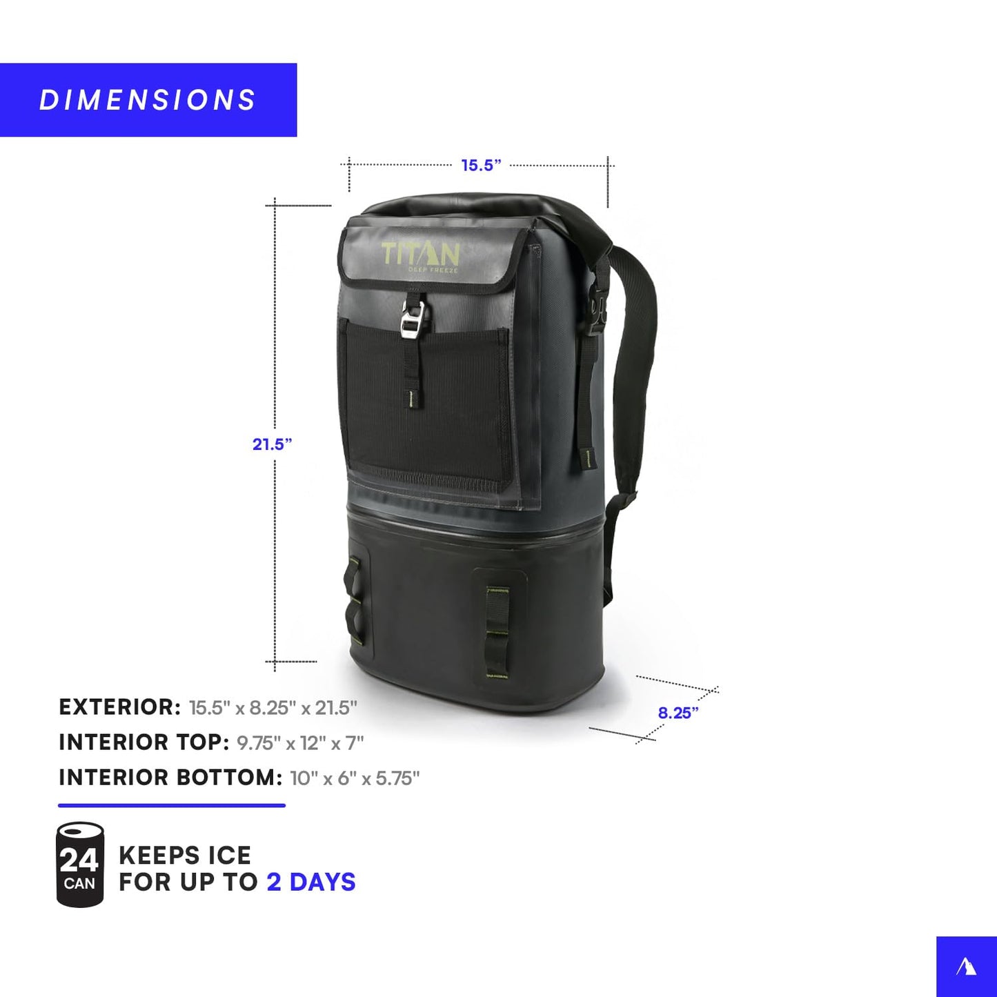 Titan by Arctic Zone Deep Freeze Welded Backpack Cooler - 24 Can Insulated Cooler Bag, Tactical Forest