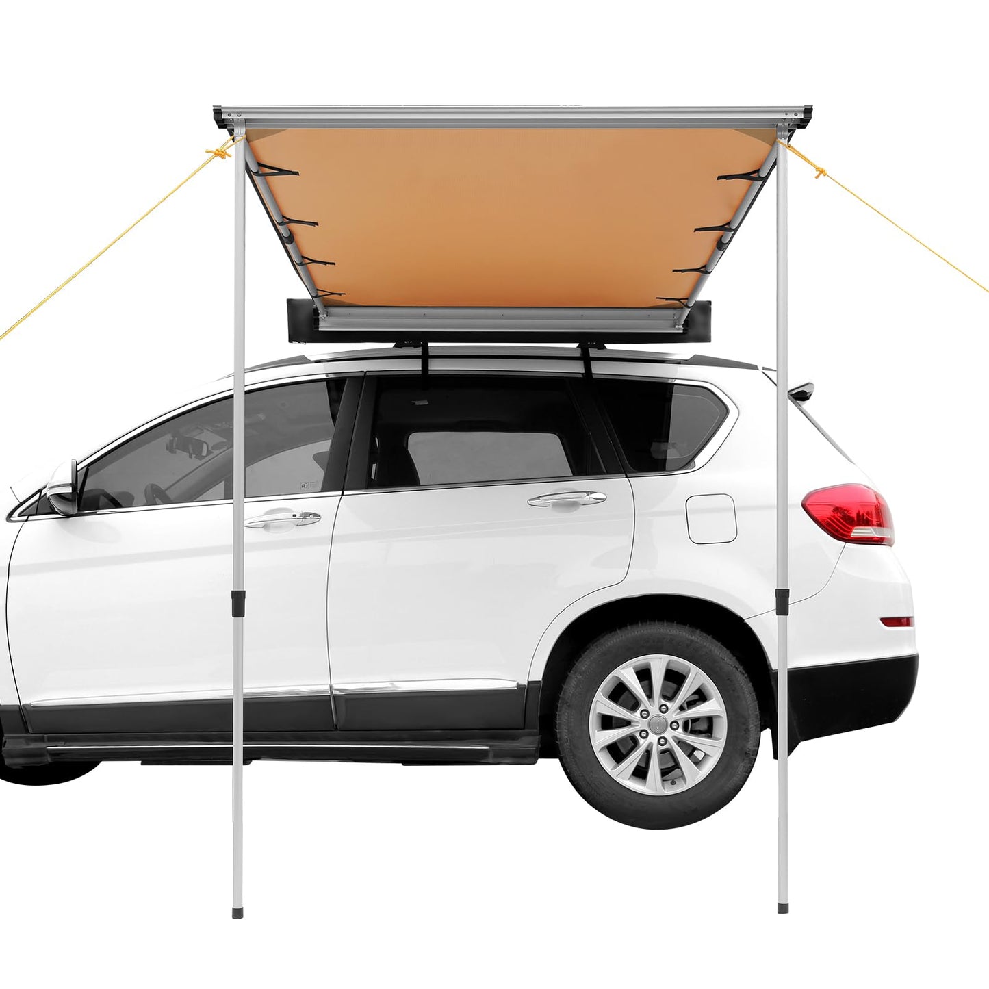VEVOR Vehicle Awning 6.6'x8.2' Roof Rack Pull-Out Sun Shade UV50+ PU3000mm, Retractable Weatherproof 4x4 Side Awning for SUV Outdoor Camping & Overland (Hardware Included), w/Waterproof Storage Bag