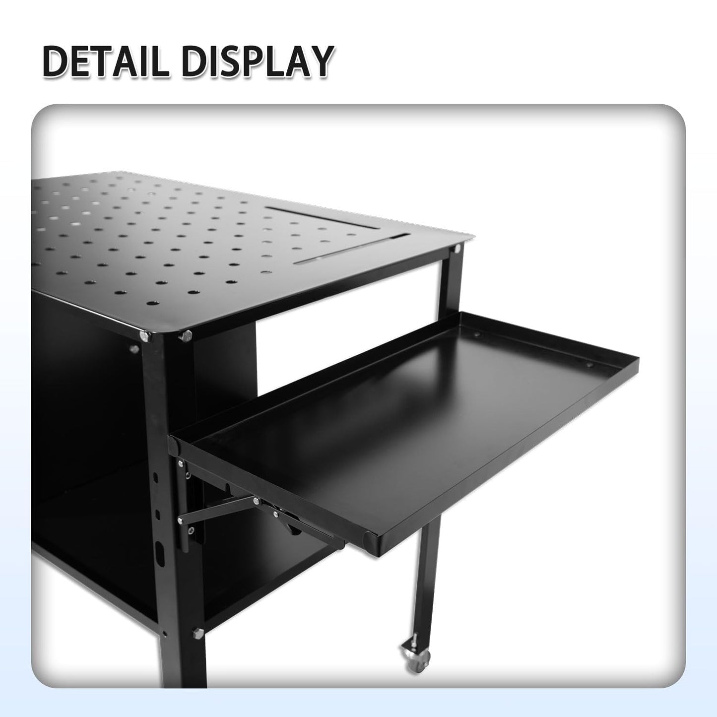 Portable Welding Table with Foldable Side Panels, Mobile Workbench Cart with Wheels for Factory, Garage & Welding Applications,Black,34'L × 24'W × 33.5'H