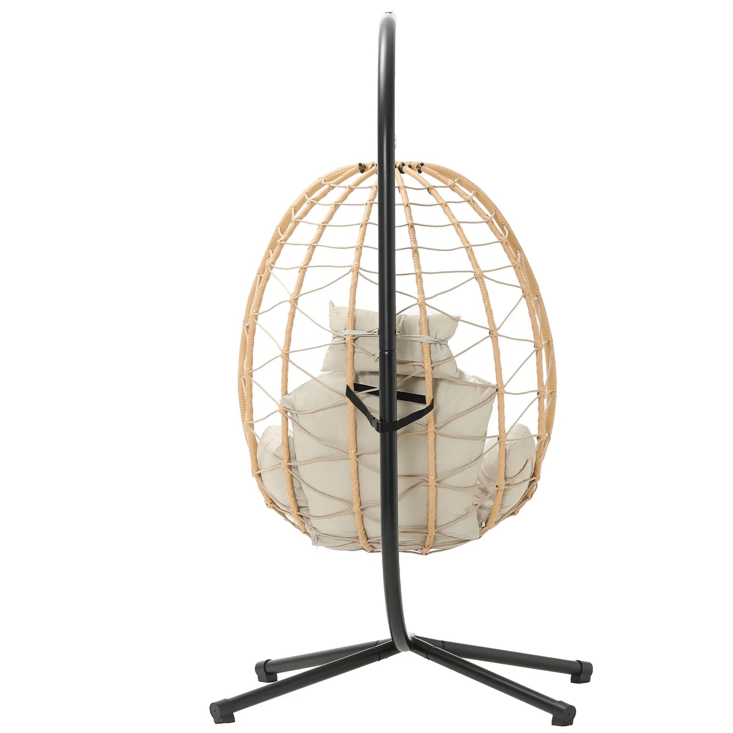 LEX CRAFT Egg Chair with Stand, Swing Chair Hanging Chair Nest Basket, UV Resistant Removable & Washable Cushions,350LBS Capacity for Bedroom, Balcony, Garden(YE-BE