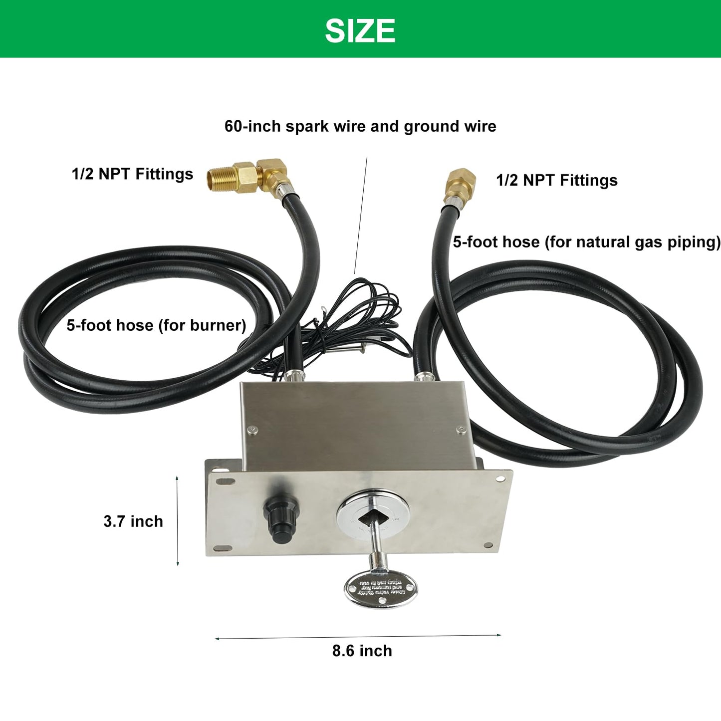 YINIMI All-in-One Natural Gas Fire Pit Ignition System Kit, Outdoor DIY Fire Pit Accessory
