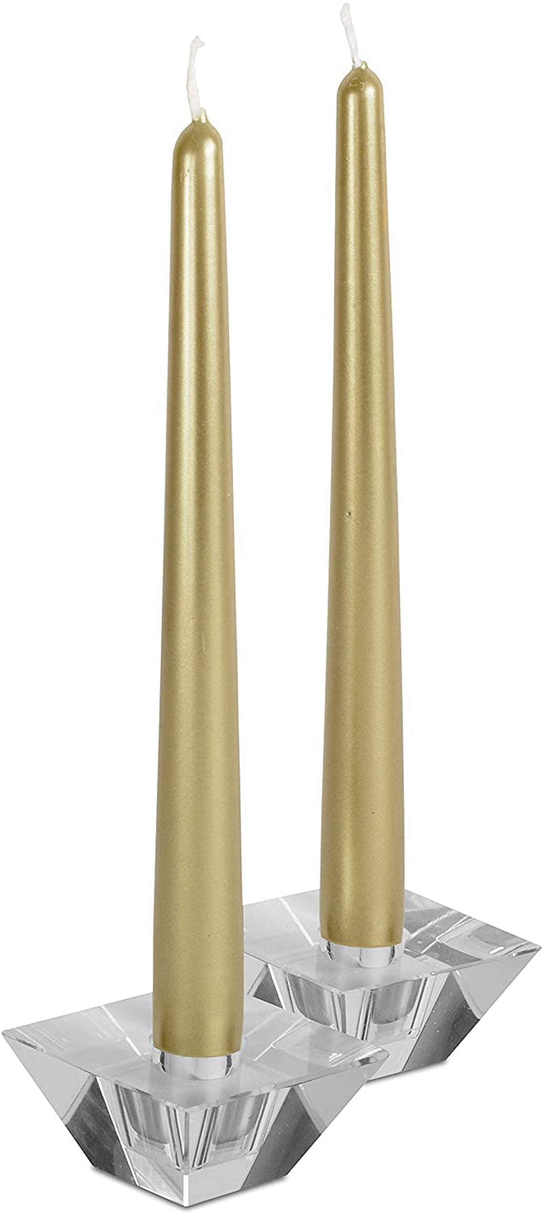 Hyoola Tall Metallic Cream Gold Taper Candles - 12 Inch - Dripless - 12 Pack - 10 Hour Burn Time