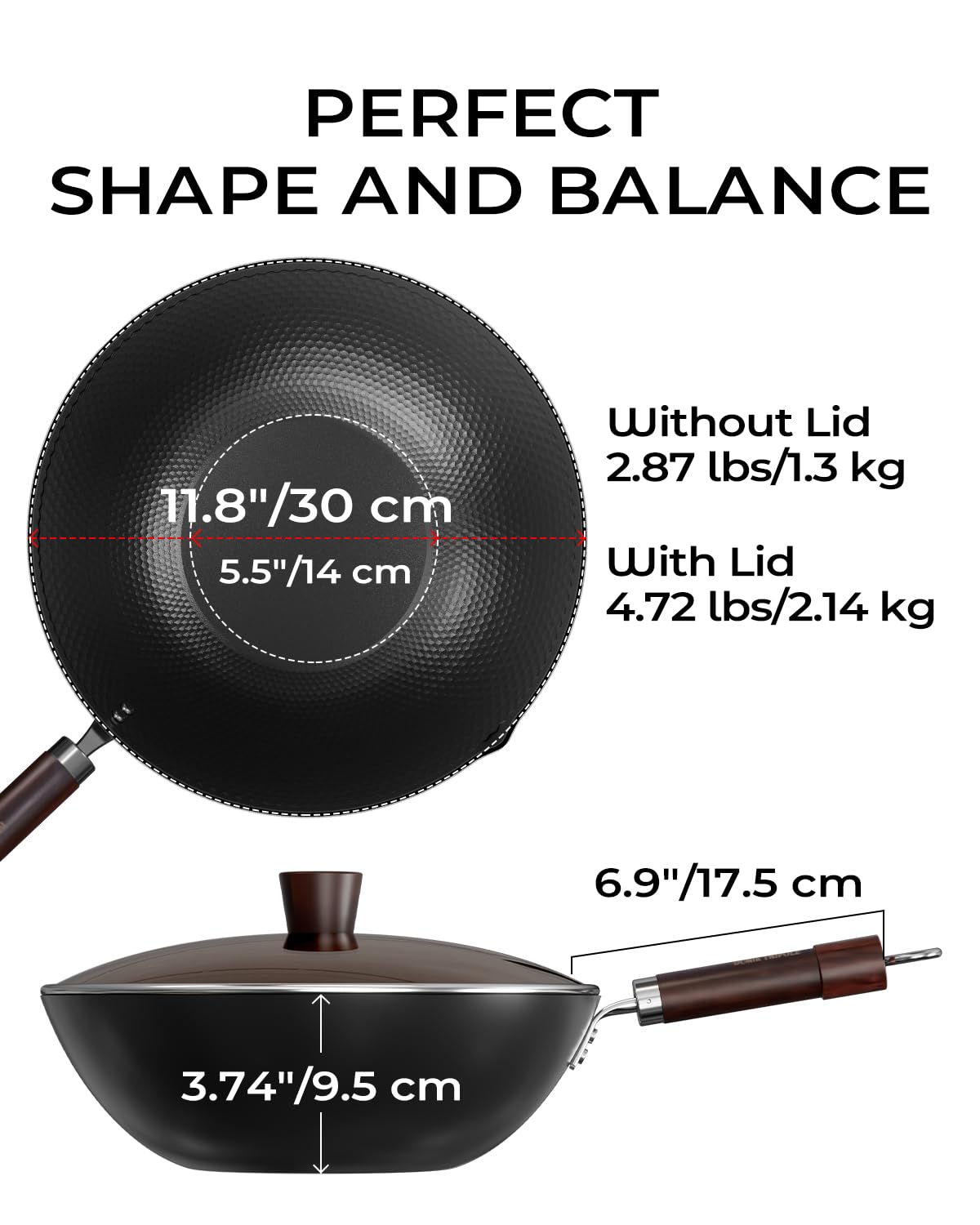 Armorbear Carbon Steel Pan Cookware Set (Carbon Steel Skillet & Wok), Nitrided Pre‑Seasoned, Flat‑Bottom Frying Pans for All Stovetops