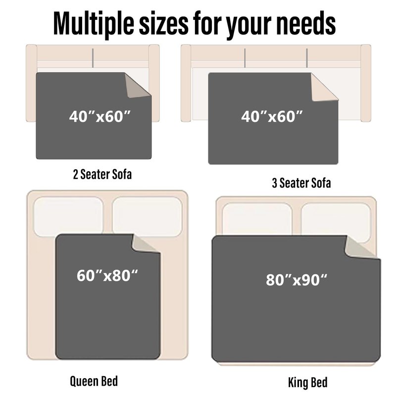 Ahinahwap Waterproof Blanket for Bed Couch Sofa, 60"x80" Reversible & Washable, Waterproof Blanket Queen Size, Water Resistant Twin Bed Blankets, Leakproof (Dark Gray/Silver Gray)