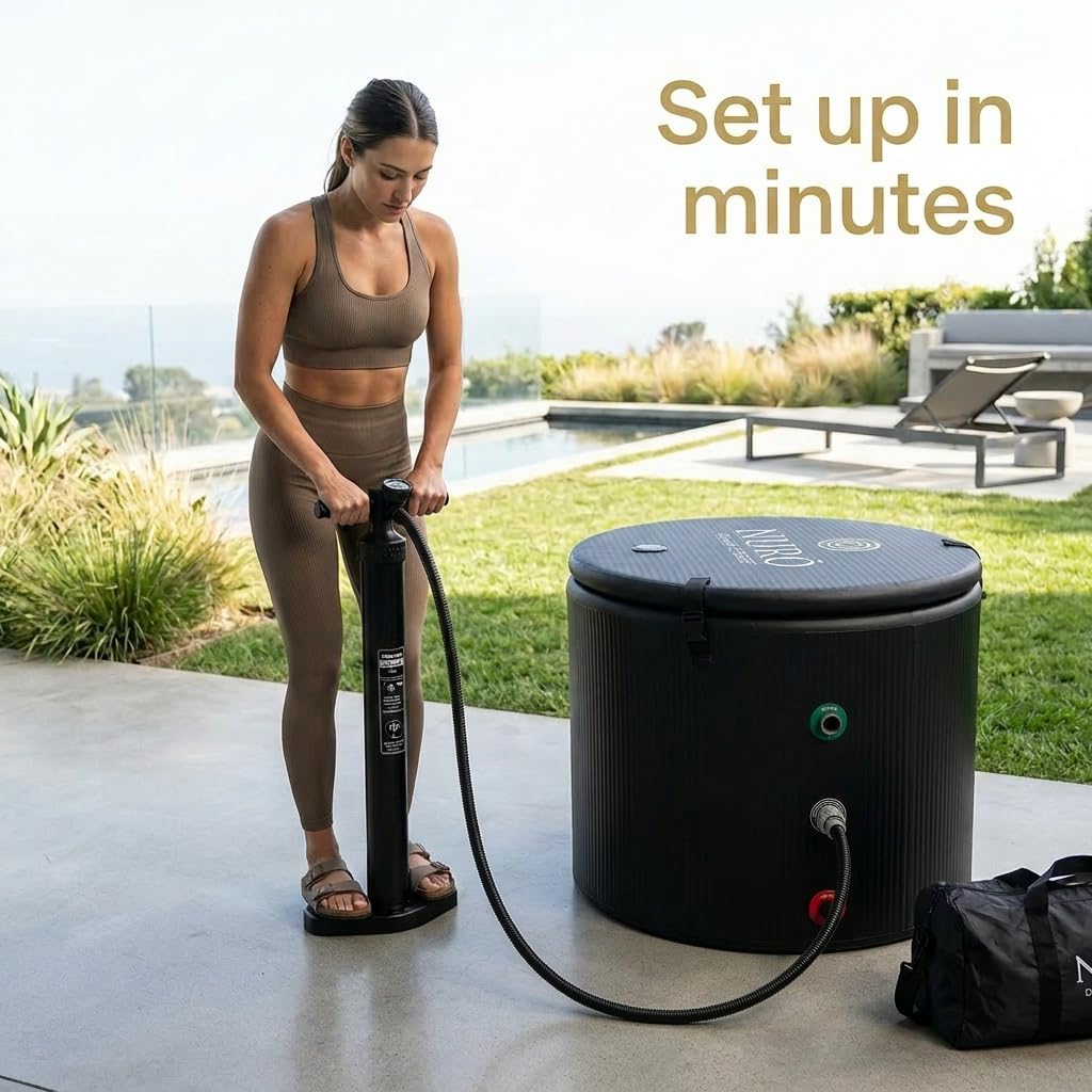 NURŌ Cold Plunge Tub for Ice Bath Recovery – Insulated Ice Bath, Portable Cold Therapy Tub, 100 Gallon, Black