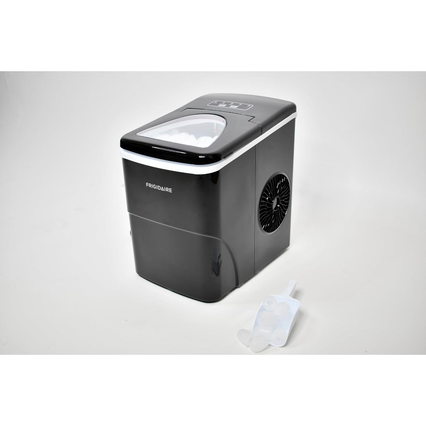 Frigidaire, 26 Lbs Portable Compact Icemaker, Ice Making Machine, Black, White, Medium