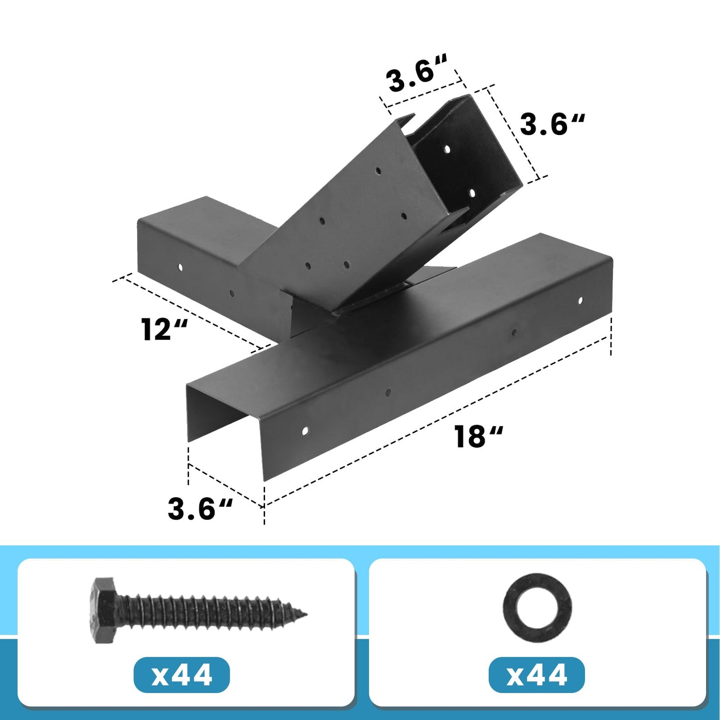 Heavy Duty Hammock Stand Bracket Kit - 500 lbs Capacity, Powder Coated Steel, Fits 4"x4" Posts, Easy DIY Installation
