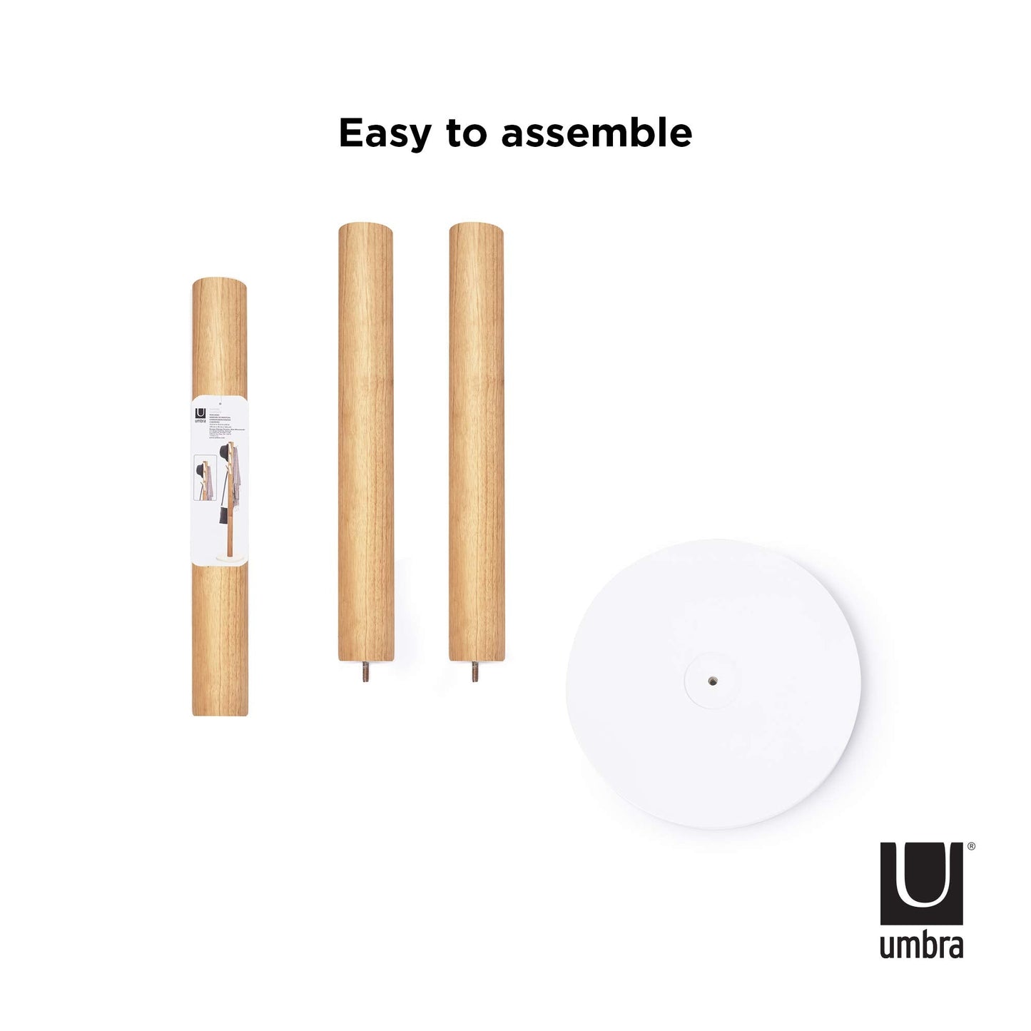 Umbra Flapper Coat Rack, Clothing Hanger, Umbrella Holder, and Hat Organizer, Great for Entryway, White Natural