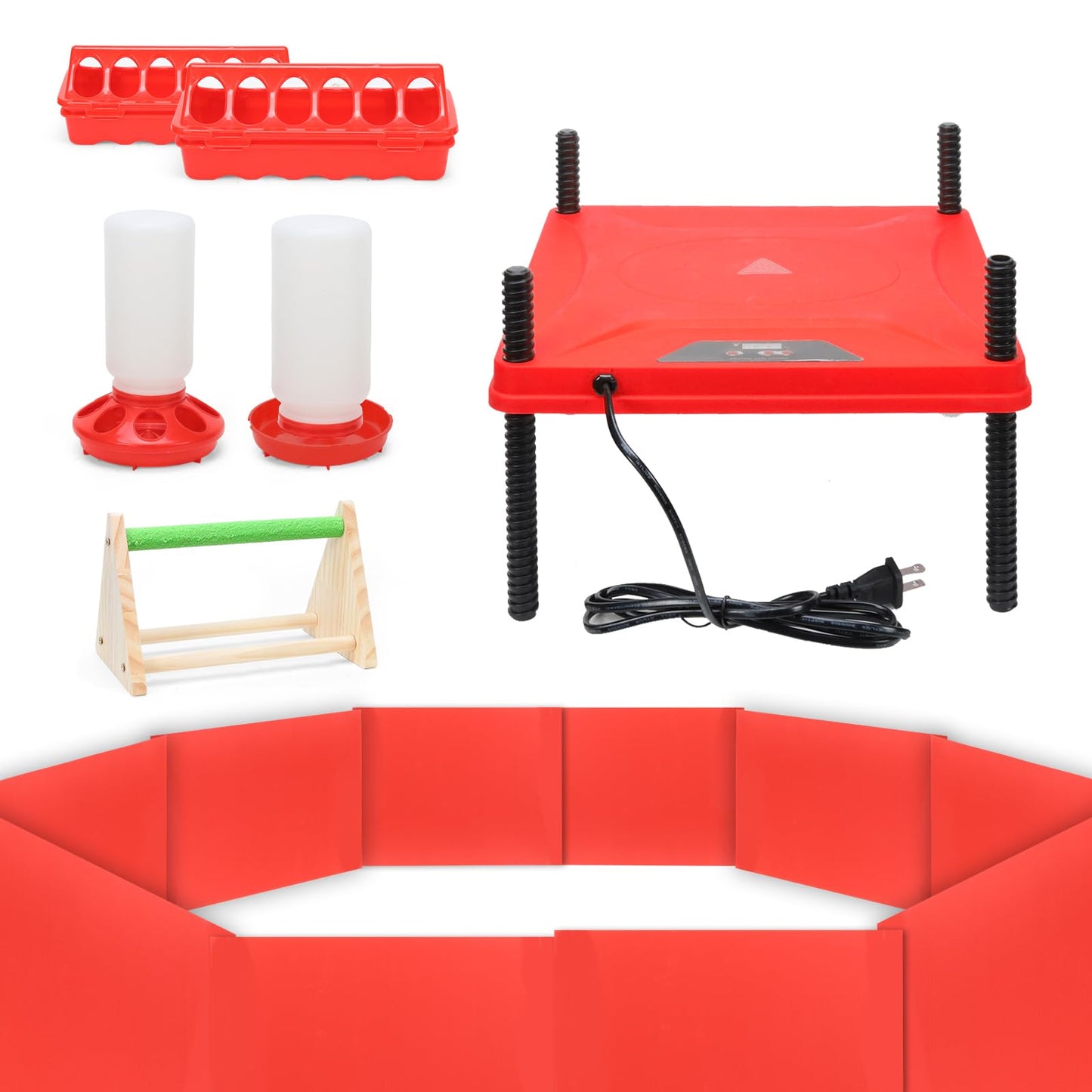GIFANK Chick Brooder Box for Chicks Baby Chick Starter Kit Brooding Playpen Portable Chicken Fence Pen with Chick Heating Plate Perch Feeder Waterer for Poultry Duck and Quail