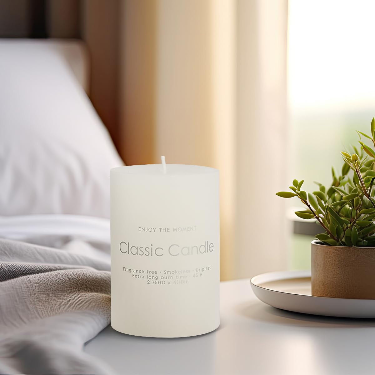 2.75“ x 4” Hand Poured Unscented Candles, Dripless Pillar Candles Set of 6, Long Burning, Burn Time Approx. 40 Hours, Rustic, Weddings, Dinner Parties, Christmas, and Home Décor (Ivory)