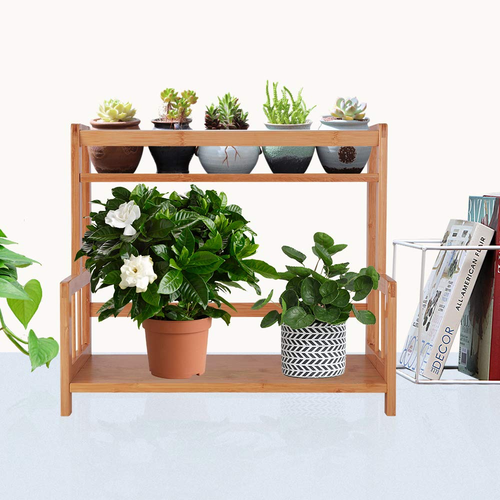 Ufine 2 Tier Bamboo Spice Rack Organizer Kitchen Countertop Storage Shelf