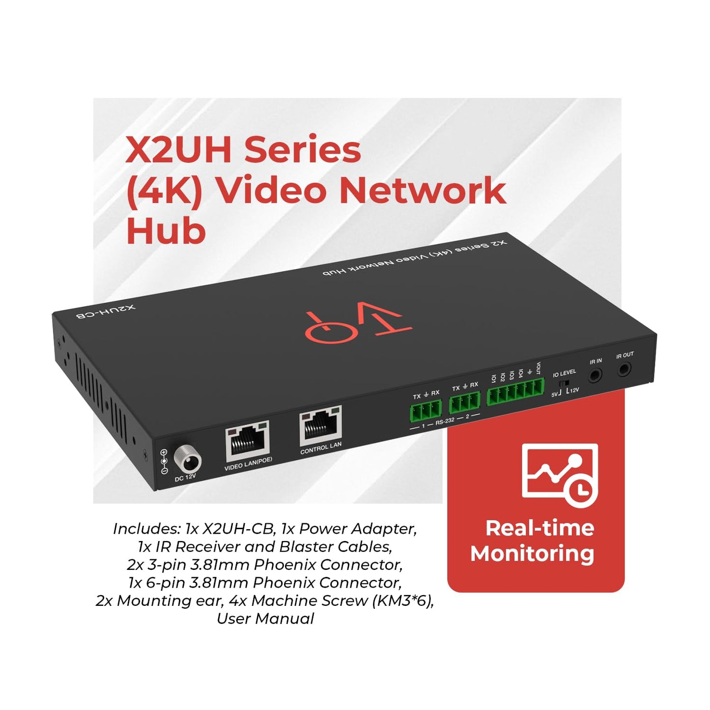 ToVi X2 Series IP Video Network Hub & Control Box with KVM, RS-232, IR, GPIO, PoE, Video Wall, Multi-PC Management, Drag-and-Drop Web GUI (X2UH-CB)
