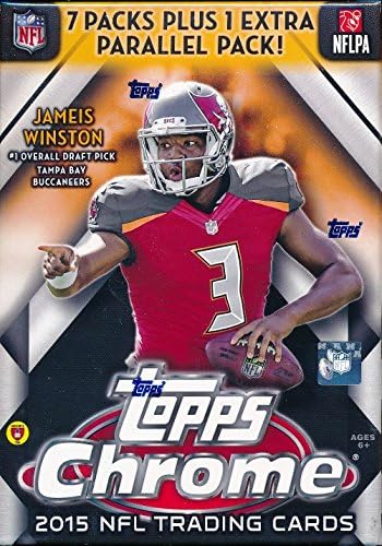 2015 Topps Chrome NFL Football EXCLUSIVE Factory Sealed Retail Box with SPECIAL 4 Card REFRACTOR Bonus Pack! Look for Rookies & Autographs of Jameis Winston Marcus Mariota & all Top 2015 Draf