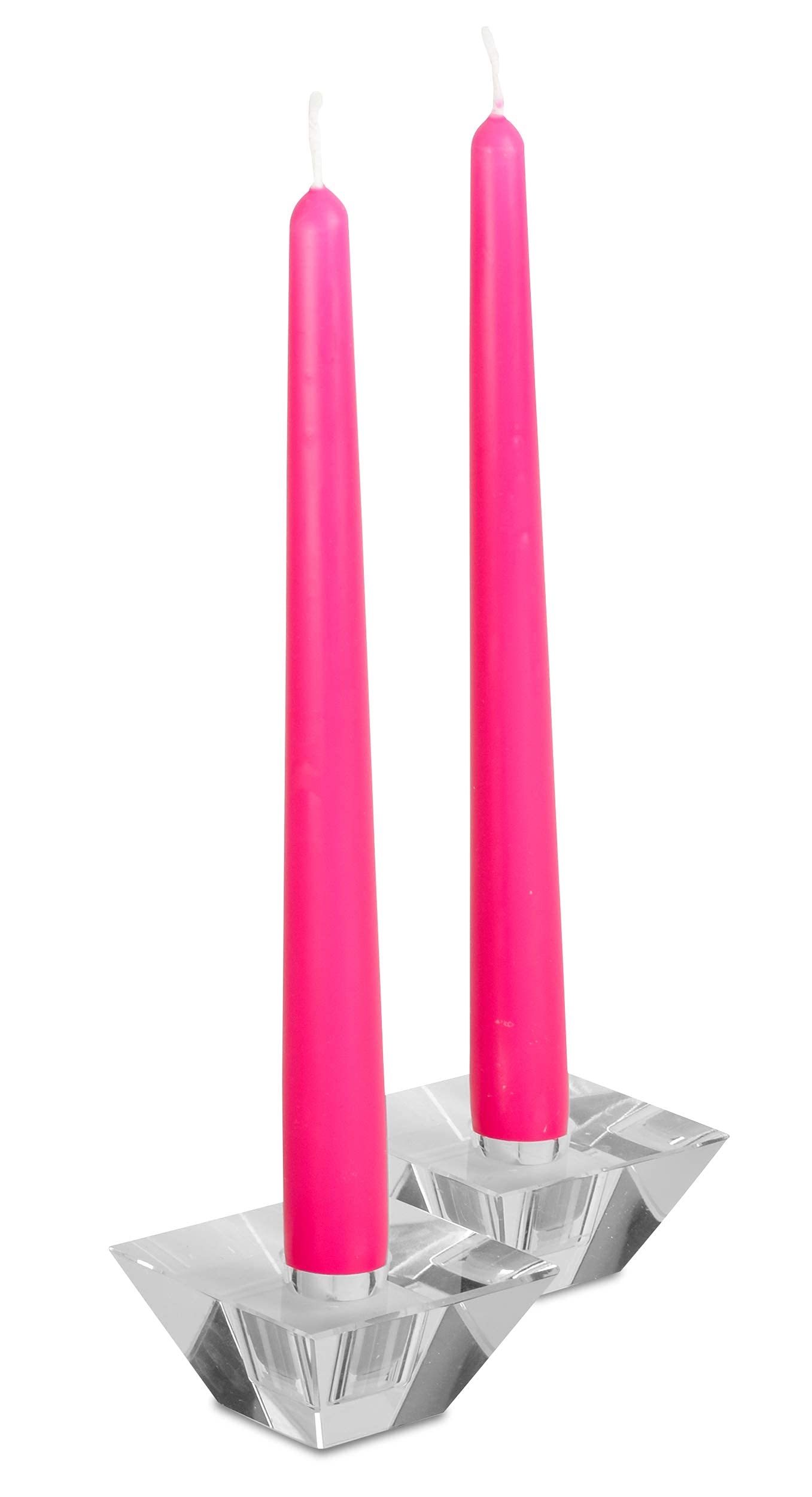 Hyoola 12 Pack Tall Taper Candles - 14 Inch Hot Pink - Fuchsia Dripless, Unscented Dinner Candle - Paraffin Wax with Cotton Wicks - 12 Hour Burn Time