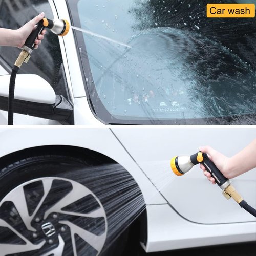 FANHAO Heavy Duty Metal Garden Hose Nozzle - 8 Adjustable Spray Patterns for Versatile Watering