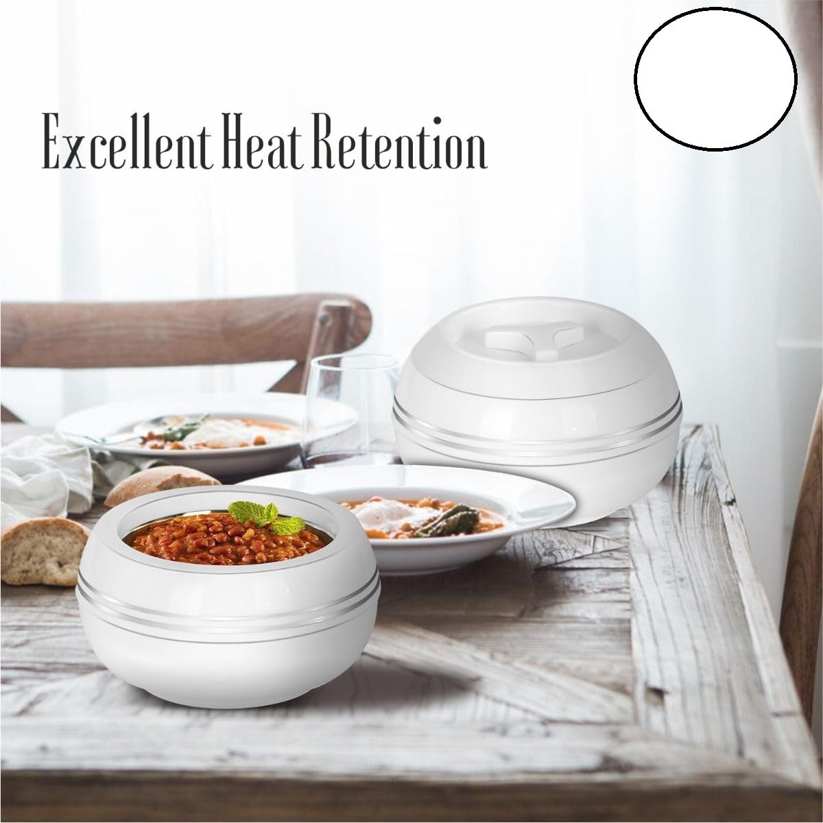 T TABAKH Palazio Jumbo 5500ml, 7500ml, 10000ml Insulated Casserole Dish with Lid 3ps Set Hot Pot Food Warmer/Cooler - Thermal Soup, Salad Serving Bowl - Stainless Steel Container - Keeps Food Hot & Cold (5.5L, 7.5L, 10L)