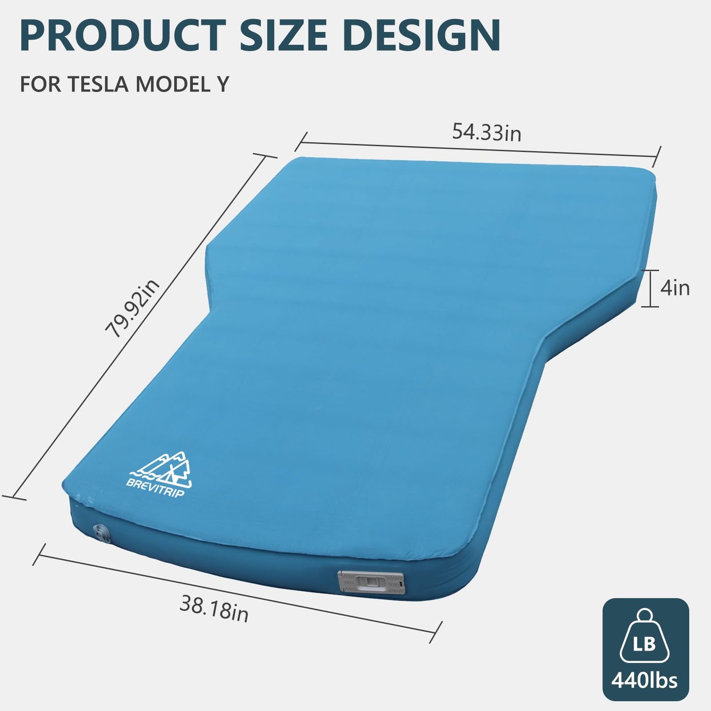 BREVITRIP Camping Air Mattress Tesla Model Y Mattress 4" Ultra Thick SUV Air Mattress for Tesla Model Y Mattress Self Inflating Sleeping Bed Portable SUV Air Mattress Car Bed Camping Blue