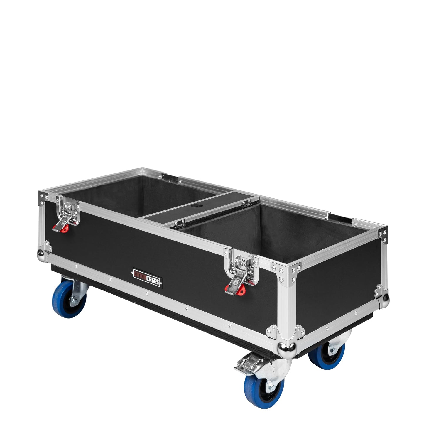 Gator Cases G-TOUR Series ATA Style Road Case for (2) QSC K12 Speaker Cabinets with Cable Storage and Heavy Duty 4" Casters, (G-TOUR SPKR-2K12)