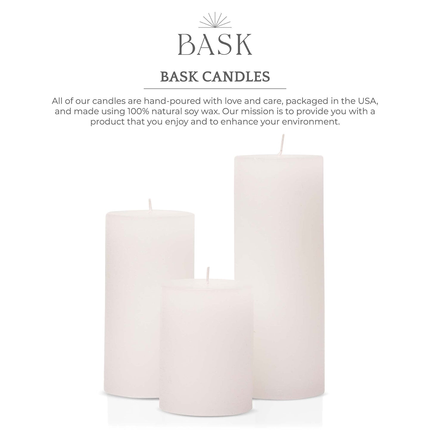 BASK Mottled Pillar Candles - Unscented White Pillar Candles Set of 3 - Dripless, Smokeless for All Occasions