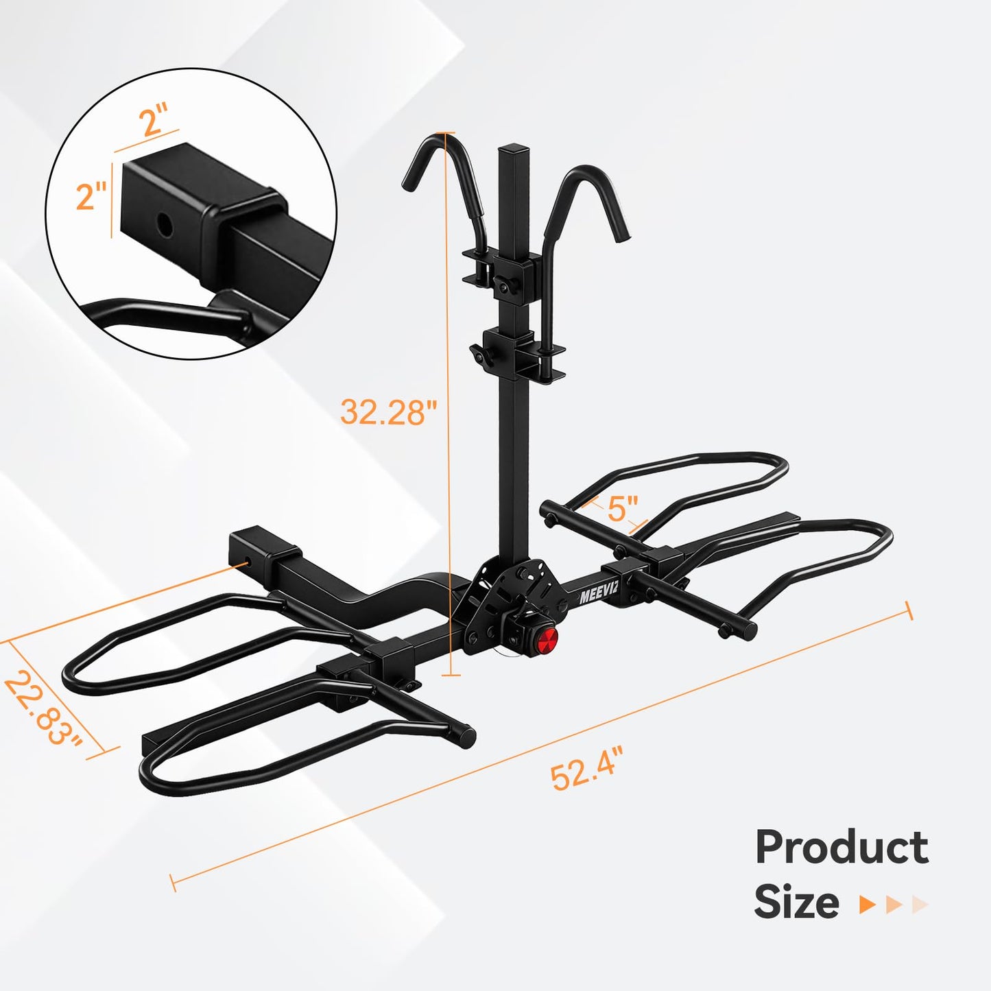 MEEVIZ 2-Bike Rack for Car Hitch, 160LBS Heavy Duty Hitch Mount Bike Rack for 2 Inch Receiver, Solid Platform Style Smart Tilt Bicycles Carrier for SUV, Truck, Electric Bikes, RV, Steady & Wobble-Free