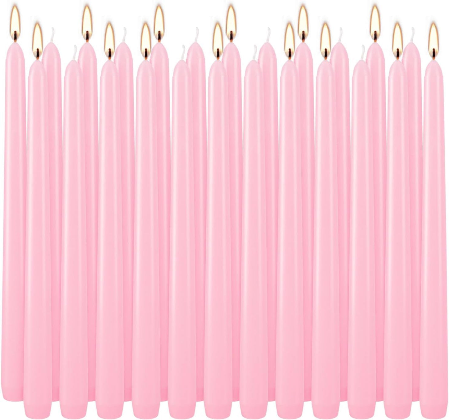 YOROXRG 24 Pack Pink Taper Candles, 7-8 Hours Burn Time, Unscented, Smokeless and Dripless, 0.75 x 10 Inch Dinner Candle Set for Valentine's Day,Household, Wedding, Party and Home Décor Candlesticks
