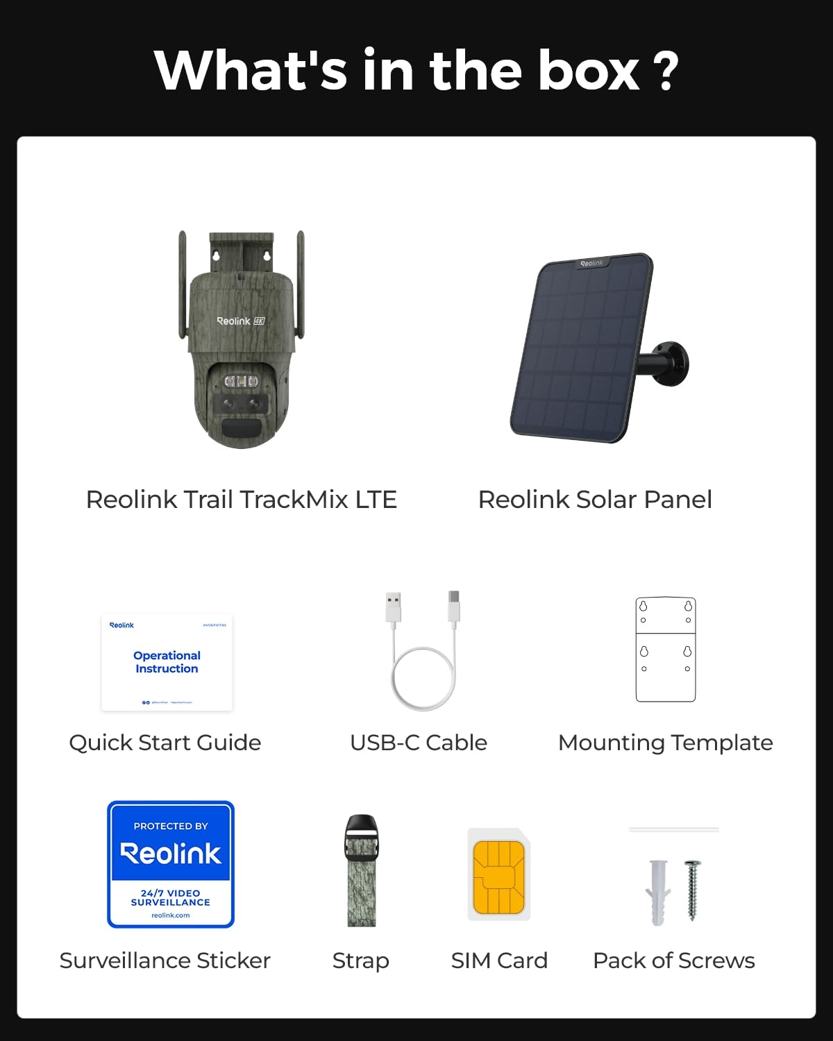 REOLINK 4K Dual Lens 4G Cellular Trail Camera, Wireless Auto Tracking Security Camera Outdoor, 6X Hybrid Zoom, No-Glow IR, SIM Card Included, Waterproof for Wildlife, TrackMix LTE Trail+Solar Panel 2