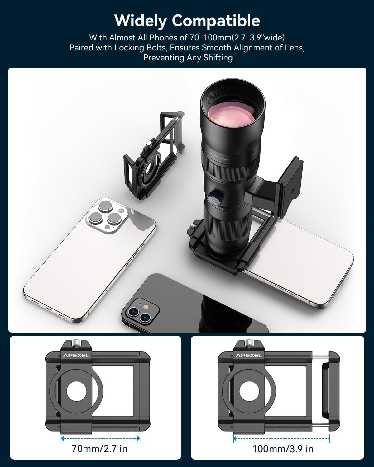 20-60X Zoom Telephoto Lens, Evil Eye High Power HD Telephoto Phone Lens with Tripod and Universal Phone Clip for iPhone 16/15/14/13 Series, Samsung, Android Phone and Most Smartphone