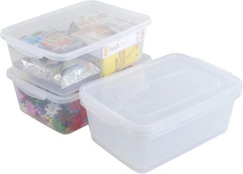 Inhouse 14 Quart Clear Storage Bin - Durable Plastic Latching Container with Lid | Set of 4