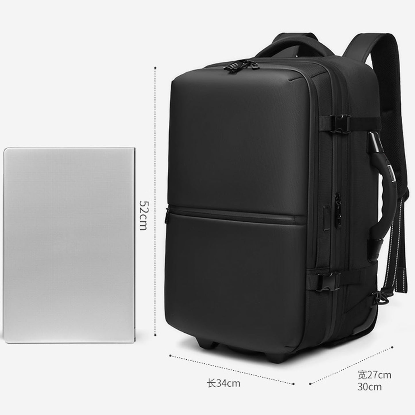 Visnalefry 21" Vacuum Compression Backpack with Wheels, Expandable, Waterproof, Carry On Travel, Laptop Bag, Flight Approved Luggage Rolling Suitcase Backpacks(Built-in Vacuum Backpack with wheels)