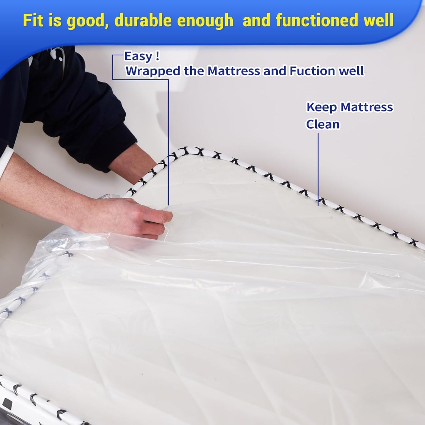 Queen Size Mattress Bag - Heavy-Duty Plastic Protector for Moving | 1PK Mattress Cover