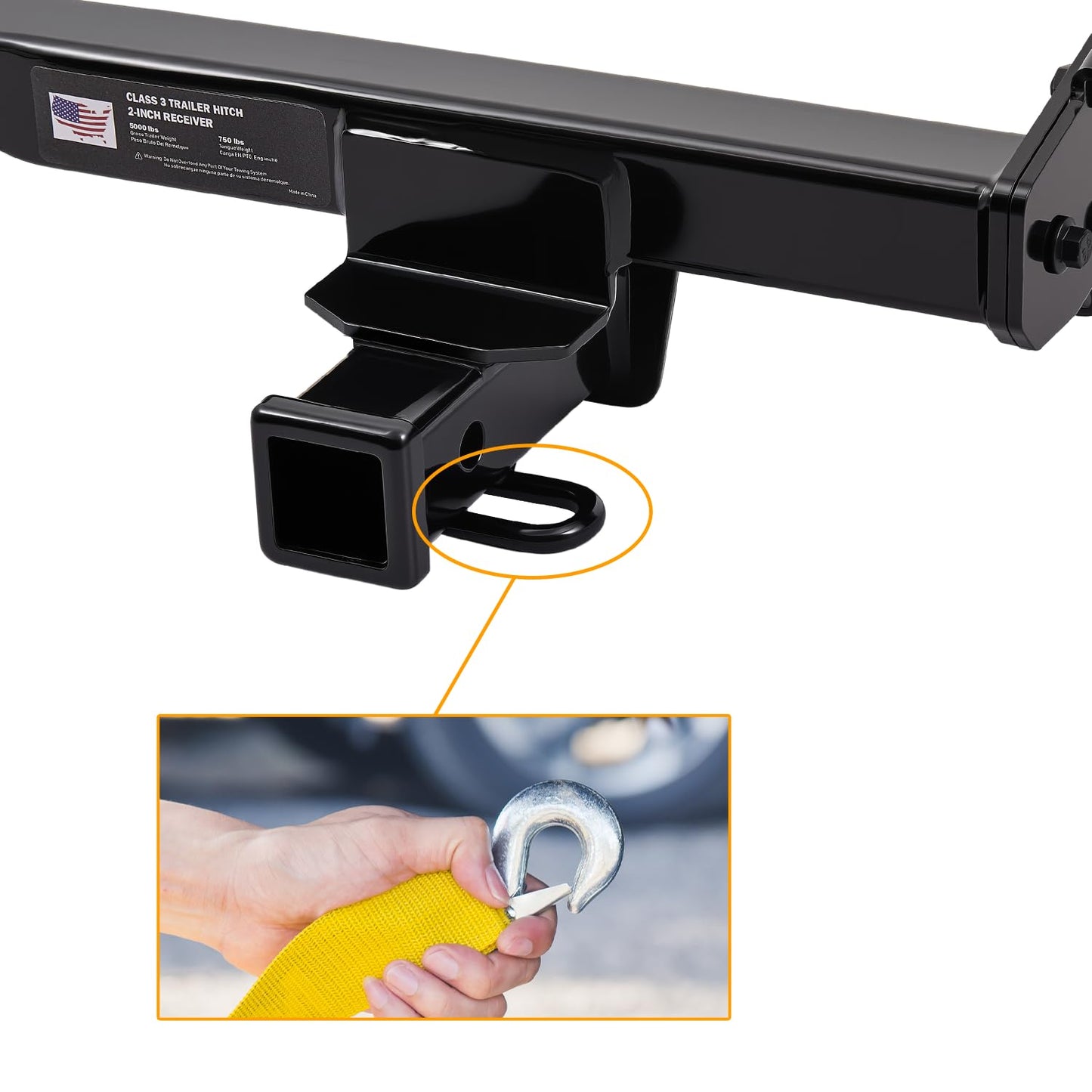 Class 3 Trailer Hitch with 2-Inch Receiver, Fits 2020–2025 Kia Telluride & Hyundai Palisade | 5,000 lbs GTW / 750 lbs TW | 6,000 lbs WD Capacity | Heavy-Duty Carbon Steel, Modular Bolt-On