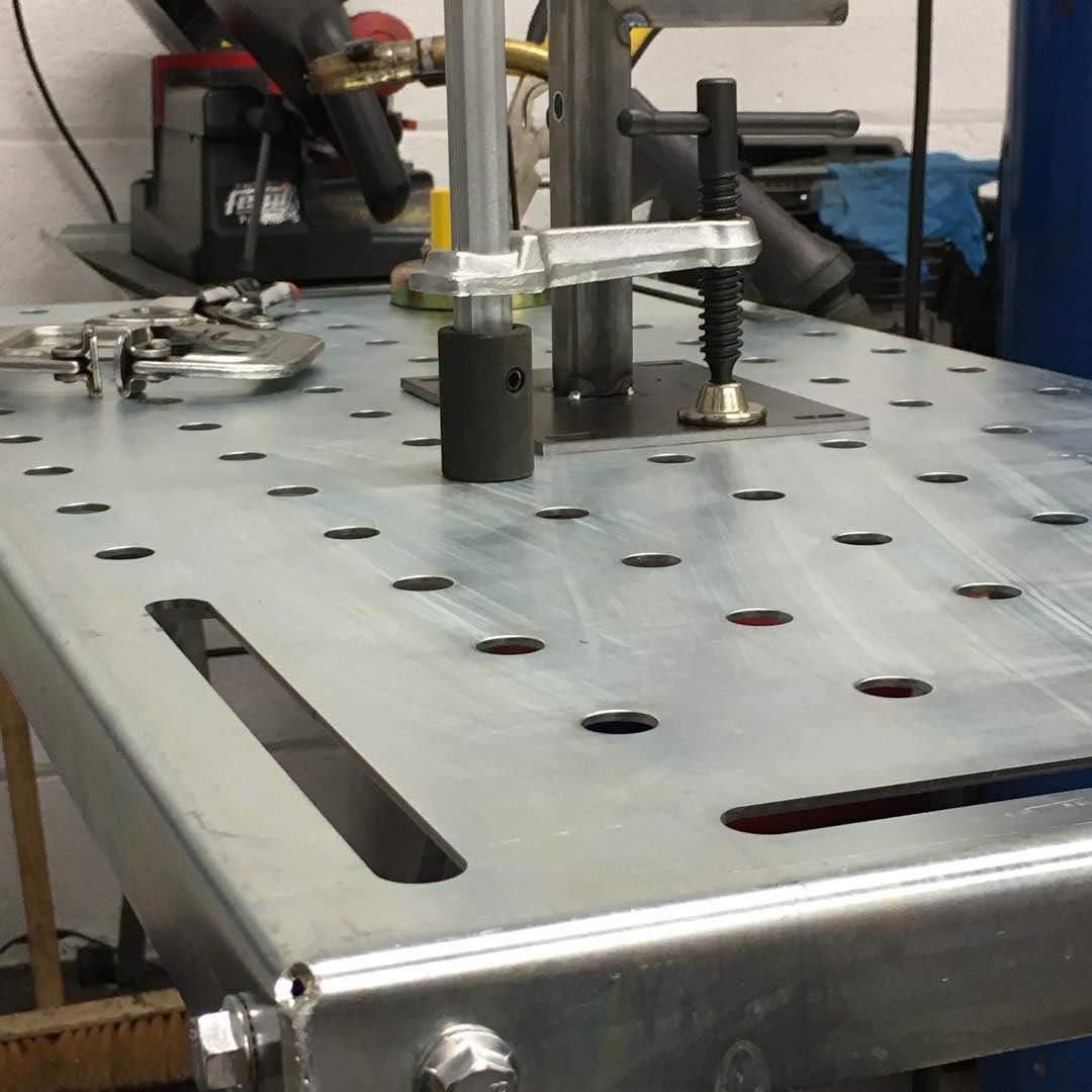 KF3002 Rust-Free 36”×18” Welding Table 1200 lbs Loading Capacity, Wedling Cart Universal Work Table with 5/8" Holes, Top Thickness up to 10Ga, Withstands Heat up to 1600 Fahrenheit