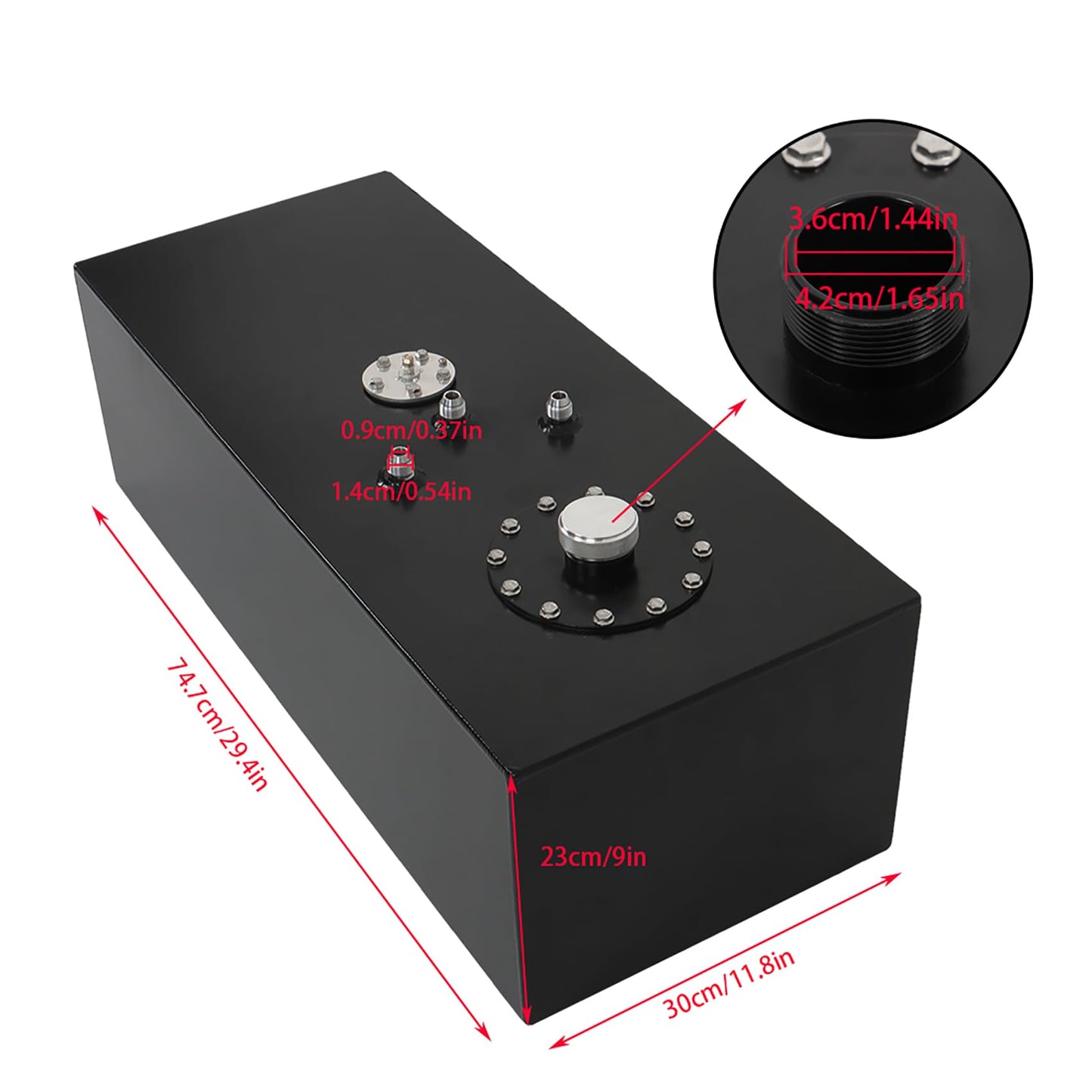 labwork 15 Gallon 57L Aluminum Racing Drift Fuel Cell Tank with Cap and Level Sender Black