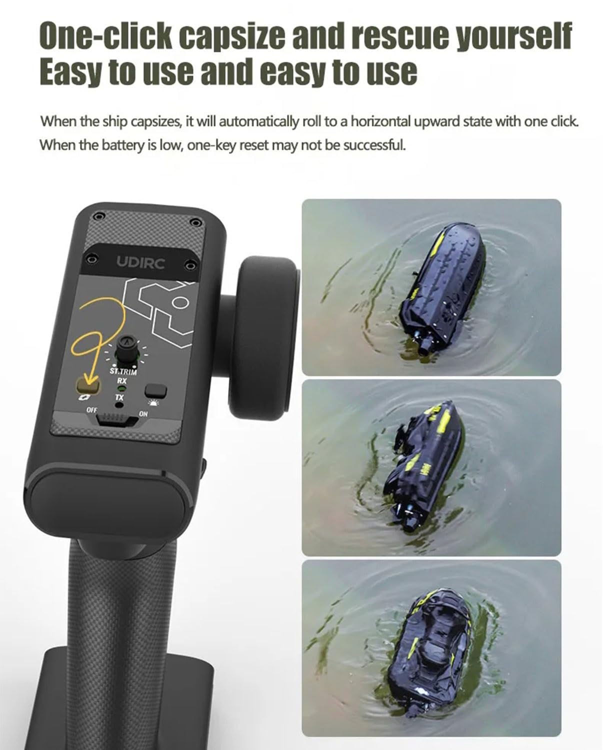 captainrc RC Turbo Jet Boat 25+KPH Brushless, 2.4GHz Adult RC Jet Ski, RC Boat for Pools, Lakes and Rivers with 2 Batteries, LED Light, Low Battery Alarm