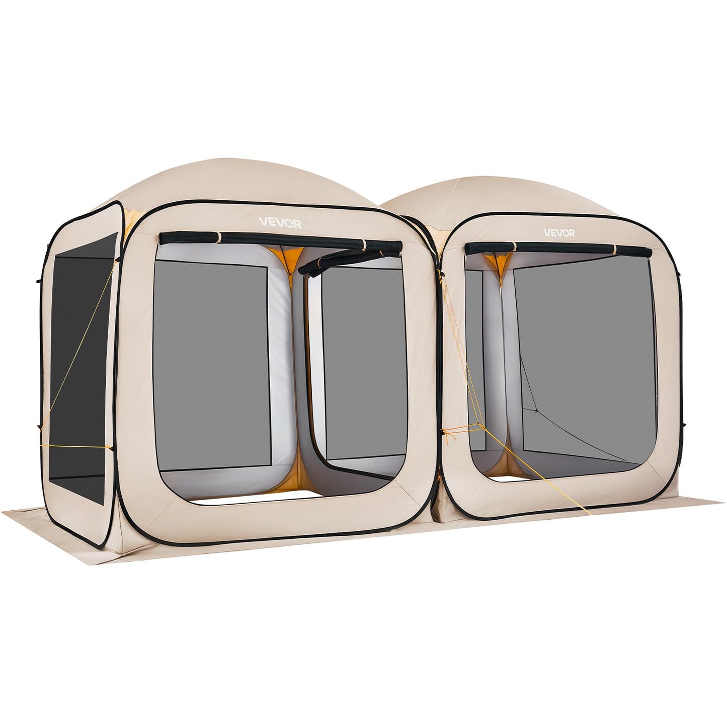 VEVOR Pop up Screen House Tent, 12 x 6 ft, 2 in 1 Screen Gazebo, Portable Screened in Canopy with Carry Bag, Netting Sides, Ground Stakes, for Garden, Patio, Backyard, and Outdoor Activities, Beige