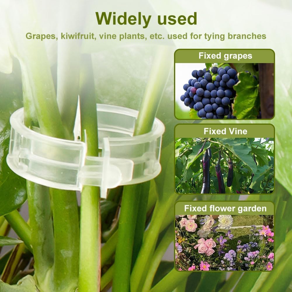Plant Support Clips - Reusable Tomato Clips for Trellis | 50 Green Plastic Garden Clips for Indoor & Outdoor Use