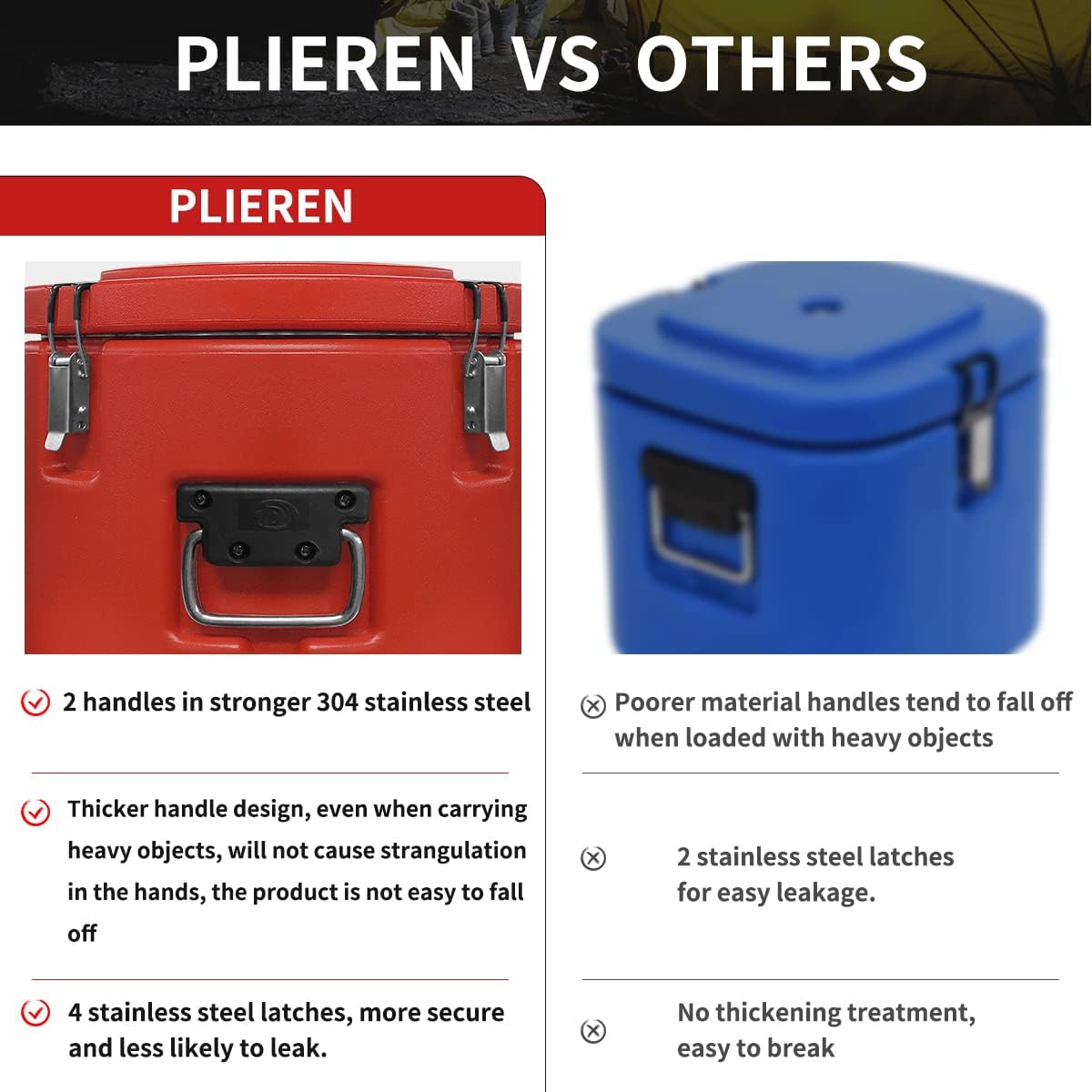 Plieren Insulated Soup Container Commercial Food Warmer for Hot or Cold Food,7.9 Gallon Hot Box for Catering, Food Cooler with 4 Buckles, Handles, & Spoon, Soup Carrier for Restaurant, Canteen, Home