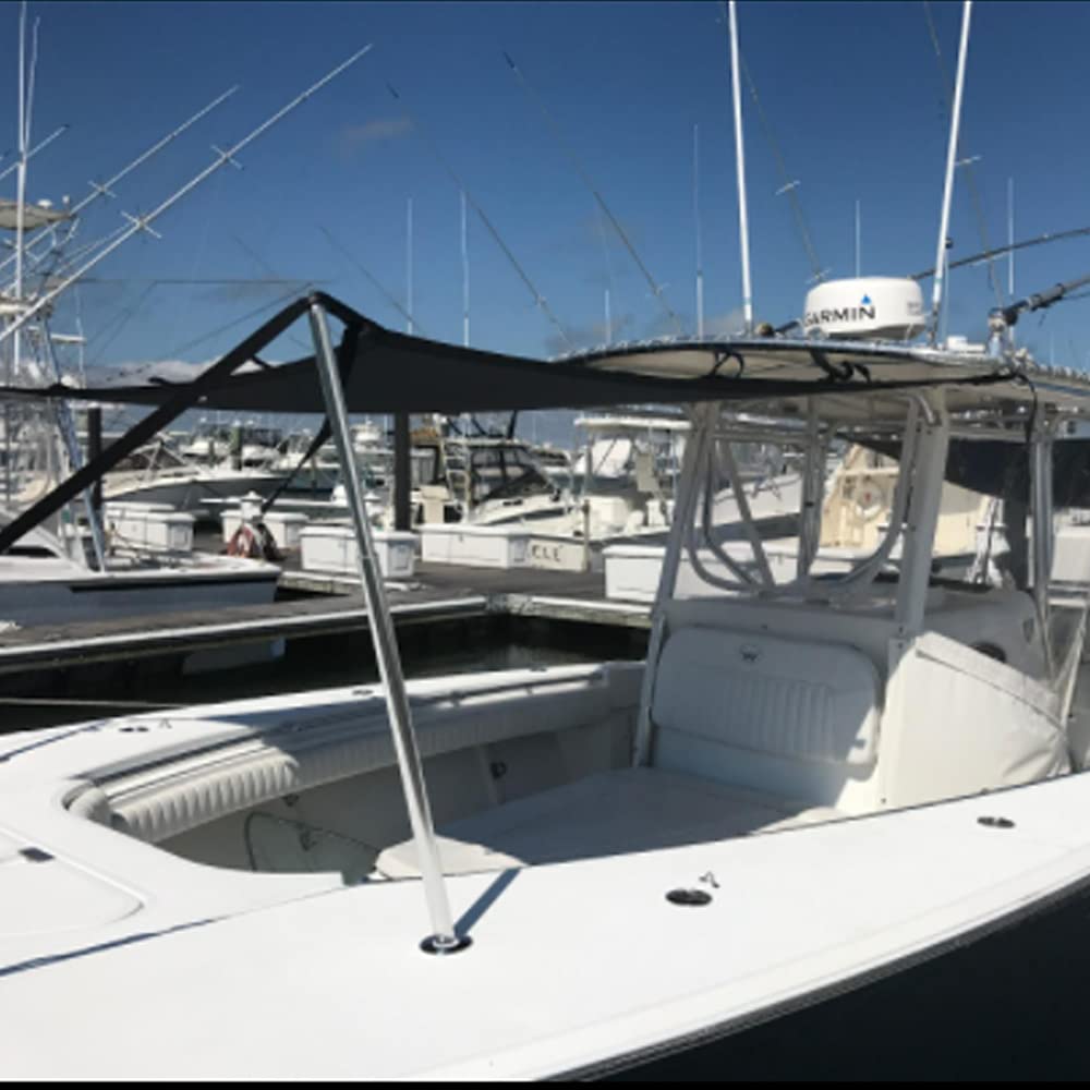 TeBaisea Boat T-Top Sun Shade Kit Boat Canopy, Boat Cover with Stainless Steel Telescopic Rod Foldable, UV-Proof 1200D High-Tech Polyester Fiber, Anti-Ultraviolet Dark Blue(102"×78"×66")